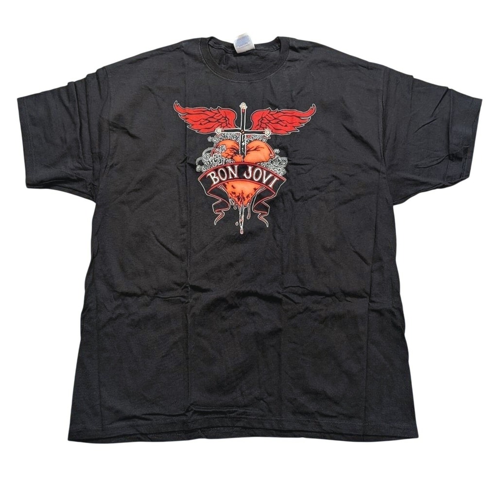 Bon Jovi Graphic T-Shirt Big Mens Plus XXL 2X Black Tattoo NEW 80s 90s Y2K VTG